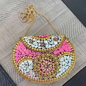 Ramla mosaic Pink and Gold Women's Bag